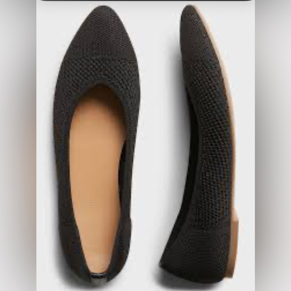 Banana Republic Sustainable Knit Black Almond Toe Flats Women's‎ 8 NEW